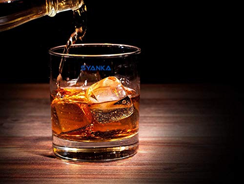 Image of SYANKA Italian Premium Scotch and Whiskey Glasses Set of 2 - Lead Free Old Fashioned Rounded Whiskey Tumbler Perfect for Bourbon, Liquor and Cocktail Drinks, 310 ML
