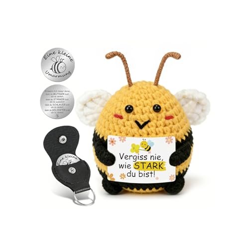 YIYAOSAN Geschenk Beste Freundin Geburtstagsgeschenk für Frauen Pocket Hug Biene Puppe Lustige Gehäkelte Glücksbringer Gute Besserung Geschenke Mutmacher Geschenk für Schwester Mama Kollegin