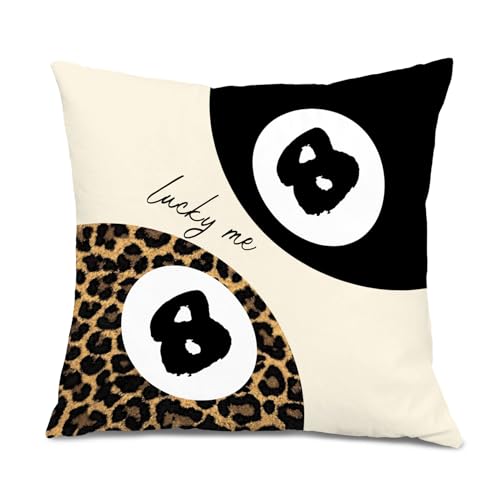 Foritho Trendy Leopard Lucky 8 Ball Pillow Covers 18x18, Cheetah