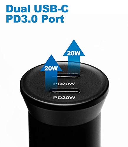 Cargador de coche dual USB C de 40W BLAUBECK para evitar baterías descargadas 3