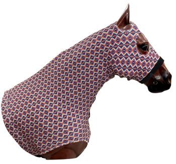 Rainbow Aztec Print Lycra Horse Size Hood