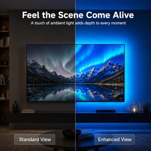 Image of MORIACC LED Lights for TV, 23ft RGB TV LED Backlight for 70-100 Inch TVs, Strip Lights Behind TV with Music Sync, APP & Remote Control, USB Powered TV Lights for Bedroom Gaming Home Theater