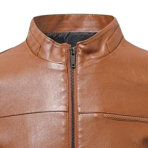 Chaqueta de cuero slim fit para hombre miniatura 2