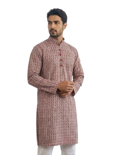 Image of Jompers Floral Embroidered Kurta (Maroon, XL)