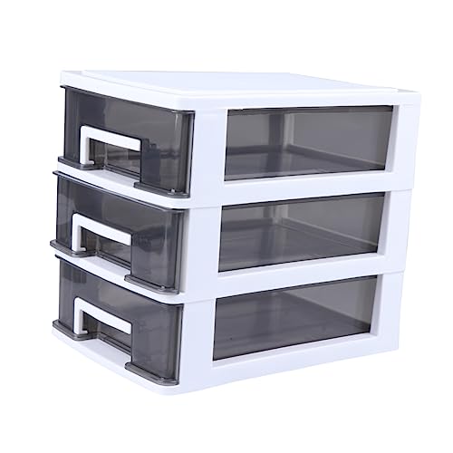 VINTORKY Three-layer Drawer Storage Box Organizer for Office Study Room Living Room Plastic Transparent Multifunctional