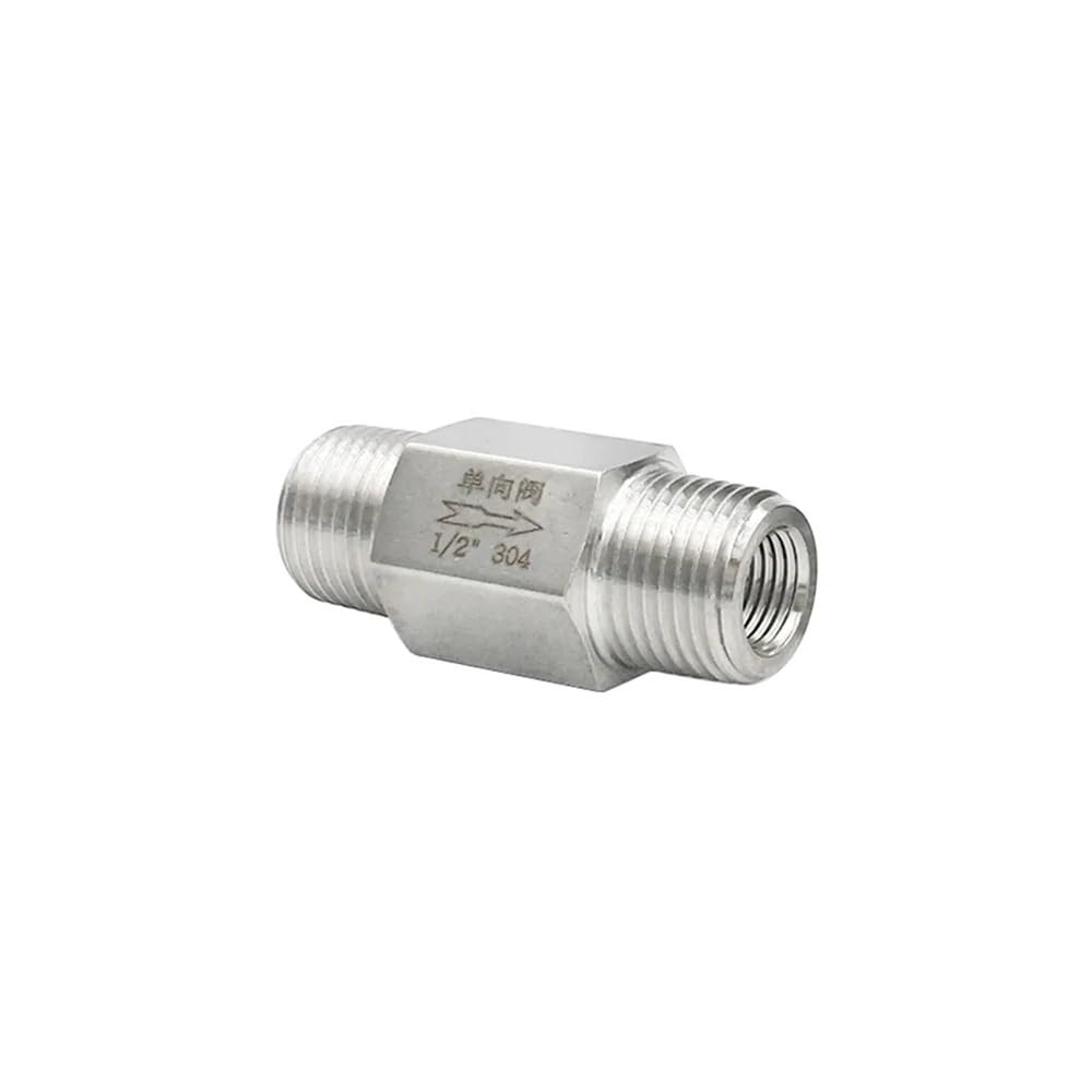 PAKMEZ 1/8" 1/4" 3/8" 1/2" 3/4 Equal Male Check Valve Non One Way 304 Stainless Steel Water Gas Oil(1/2")