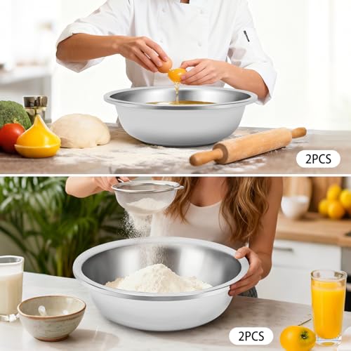 Set de 2 tazones grandes de acero inoxidable 15 Qt miniatura 7