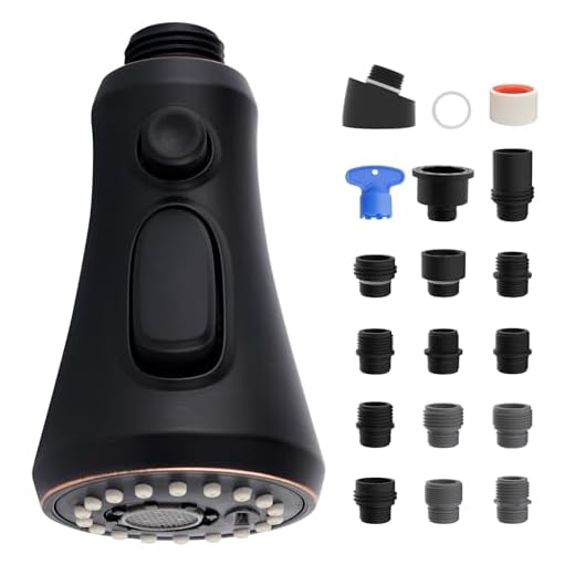 Pull Down Kitchen Faucet Head Replacement, 3 Function Faucet Head for Kitchen Sink, Faucet Sprayer Nozzle, 9 Adapters Compatible with Moen, American Standard, Delta Faucets, Oil Rubbed Bronze