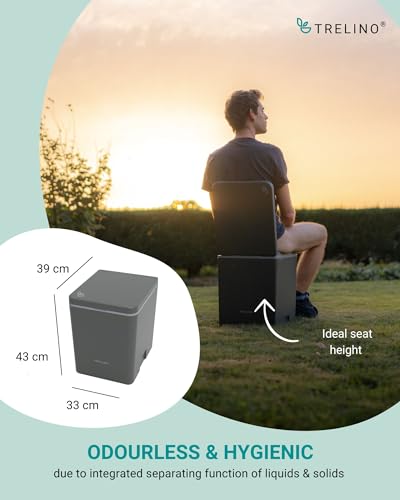 TRELINO Evo L Anthracite, 33 x 39 x 43 cm, Composting Toilet, Portable Composting Toilet for Camping and Outdoor, Odourless, 2 x 10L Capacity - Image 3