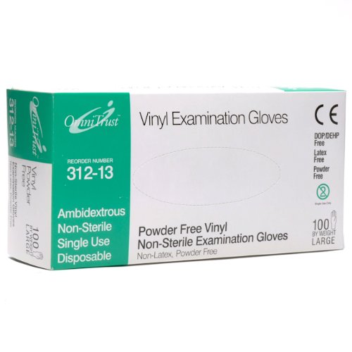 Vinyl Powder Free Medical Exam Gloves Large 100/box