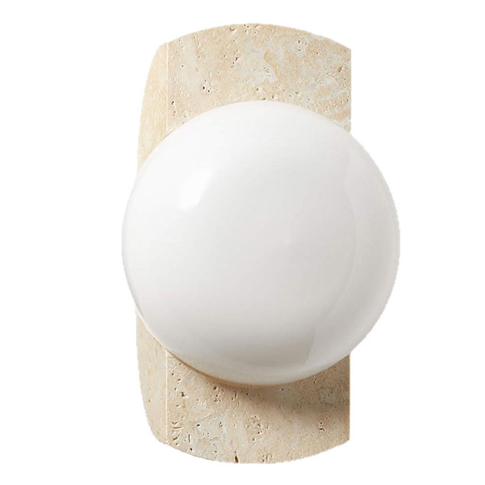 GUOGUOSM 11in Natural Yellow Travertine Wall Sconce, Modern Industrial Style Indoor Wall Lamp, Hard Wiring Connection Wall Light, Bedroom Corridor Stairs Decorative Lighting Fixtures