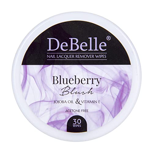 DeBelle Nail Polish Remover Wipes - Blueberry Blush |Acetone free| Enriched with jojoba Oil, Olive Oil &Vitamin E|(30 pads) - Image 5