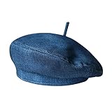 Women Girls Denim Beret French Hat Casual Sun Hat with Adjustable Strap