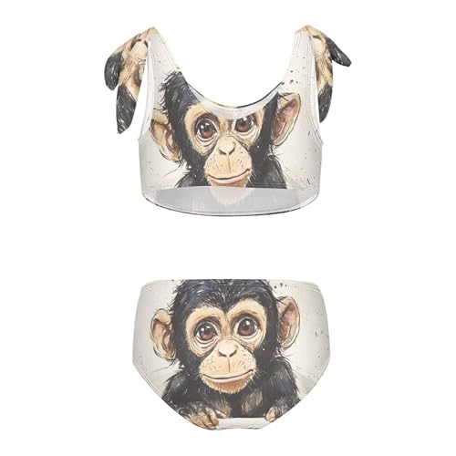 Monkey in Tub Paint Girls Bikini Sets 2 Piece Swimsuits Bathing Suit Swimwear2