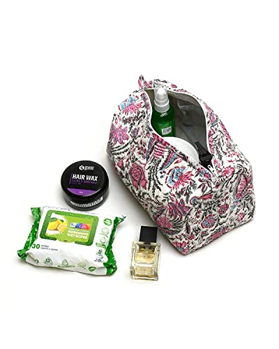 Image of Cosmetic Bag for Women | Makeup Pouch with Loop for Hanging | Toiletry Bags for Travel | Grooming Kit Storage Pouch for Men | Multicolour