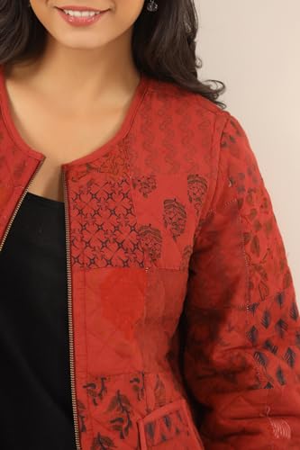 Image of SAY Women's Cotton Regular Fit Quilted Jacket For Winter Wear
