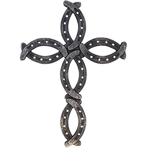 DeLeon Collections Decorative Horseshoe Wall Cross - Rustic Spiritual Art Sculpture Cover