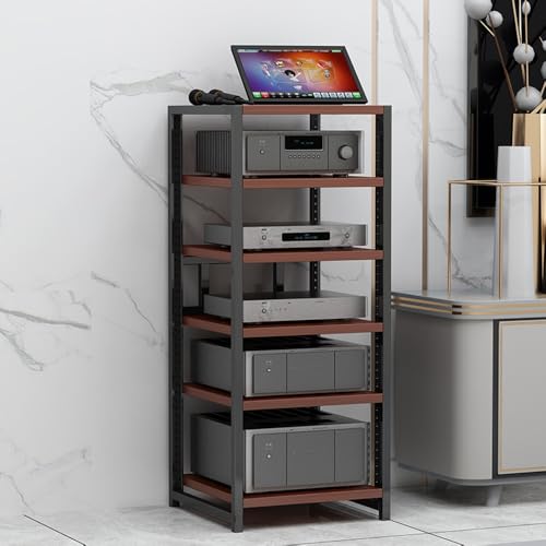 Estante para tocadiscos ajustable: mueble de teca de 6 niveles 2