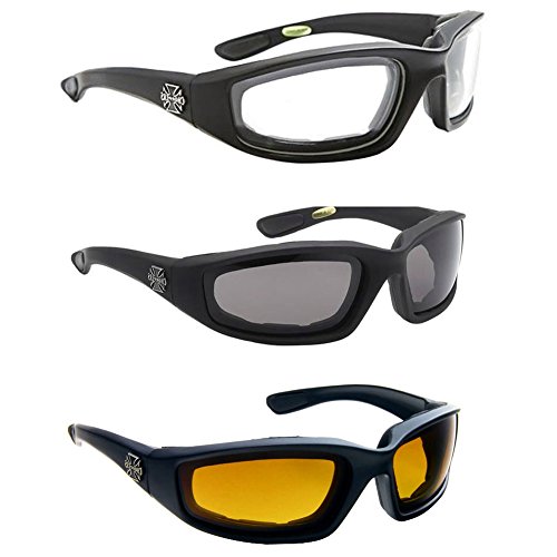 Aviator Cycling Driving Polarized Geek Reading Fashion Frame 3 PAIR COMBO Chopper Padded Wind Resistant sunglasses Driving unisex style Motorcycle Riding Glasses
