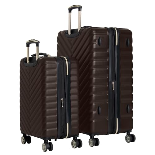 Kenneth Cole REACTION Women's Madison Square Hardside Chevron Expandable Luggage, Chocolate Brown, 2-Piece Set (20" & 28")3