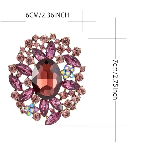 Image of LAXPICOL Vintage Austrian Crystal Elegant Flower Brooch for Women Broach Pin Wedding Jewelry Antique-Gold Tone