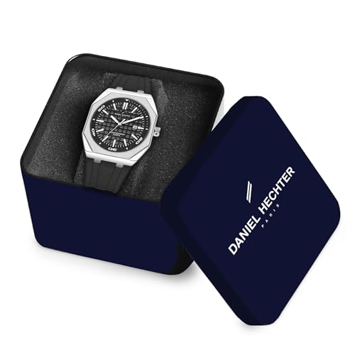 Image of Daniel Hechter Paris Monceau Collection Analoge Watch for Men with Textured Octagone Dial and Silicon Strap-DHM1008.