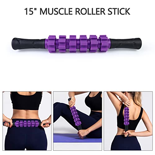 5 in 1 Foam Roller Set for Deep Tissue Muscle Massage, Trigger Point Fitness Exercise Foam Roller, Massage Roller, Massage Ball, Stretching Strap, for Whole Body (Purple) - Image 4