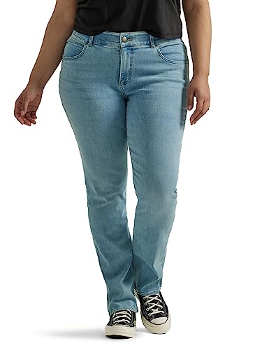 Lee Women's Plus Size Ultra Lux Comfort with Flex Motion Straight Leg Jean, Within Motion, 18 Plus Long