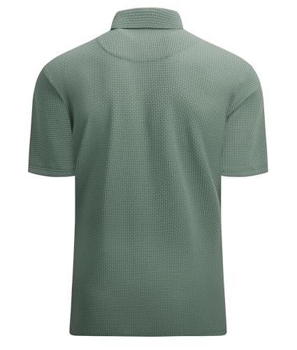 Alex Vando Mens Bubble Jacquard Polo Shirt Super Stretch Short Sleeve Polo Shirts for Men