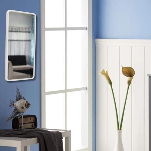 Image of Quality Glass Modern Elegance Rectangular Wall-Mounted Mirror Metal Framed Wall Mirror Bathroom Mirror Living Room Mirror Home Decor Mirror 18 x 36 Inches White MF 94