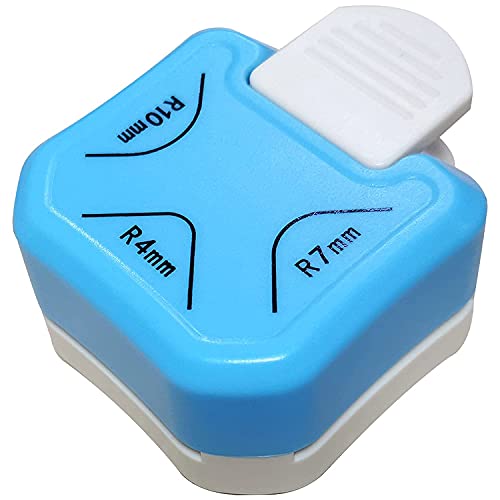 Image of Worison 3 in 1 Corner Cutter Punch for DIY Art And Crafts, Photo Cutter, Project Book Making Size - R4mm, R7mm and R10mm, blue