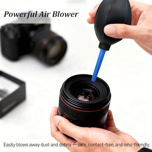 2-Pack Soft Brush Manual Rubber Air Blower Dust Cleaner for Camera, Telescope, Microscope, and Electronics – Black & Blue - Thumbnail 3