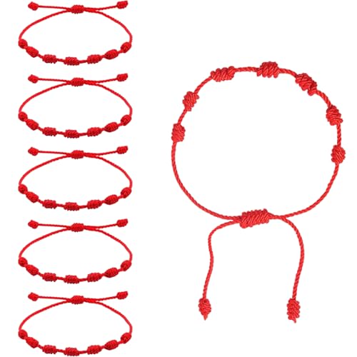 6 Pieces Red String Bracelets, Adjustable Knot String Bracelet Red Cord BraceletAmulet for Protection, Evil Eye and Good Luck