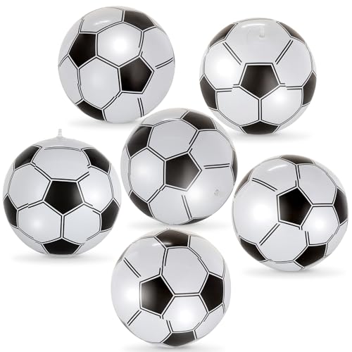 YOTHORN 6 Pcs Giant Inflatable Soccer,16 Inch Blow Up Soccer Toys,Summer Pool Beach Balls,Sports Game Accessaries for Soccers Party Supplies,Indoor and Outdoor Use