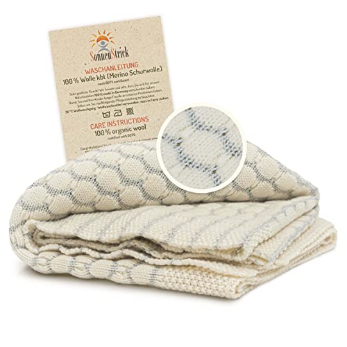 Sonnenstrick Babydecke-Merinowolle - Kuscheldecke, Schmusedecke und Schlafdecke -...
