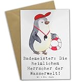 Mr. & Mrs. Panda Grußkarte Bademeister Herrscher - Geschenk, Badevergnügen, Geschenke für Berufstätige, Beschützer, Verantwortung, Geschenke mit