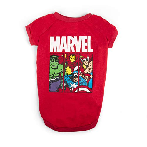Marvel Camiseta para cães Comics for Pets, média | Camiseta vermelha para cães médios | Camiseta peq