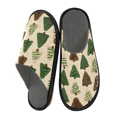 Slippers for Women Christmas Tree Polka Dots Pattern Soft Winter Warm Shoes Indoor Outdoor Non-Slip House Travel Slippers - Main Image