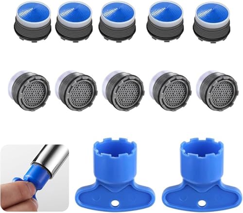Aireador Grifo Lavabo M18.5, 8 Piezas Plástico Filtro Grifo Lavabo Aireador Grifo Cocina con 2 Llaves de Aireador para grifos de baño y cocina