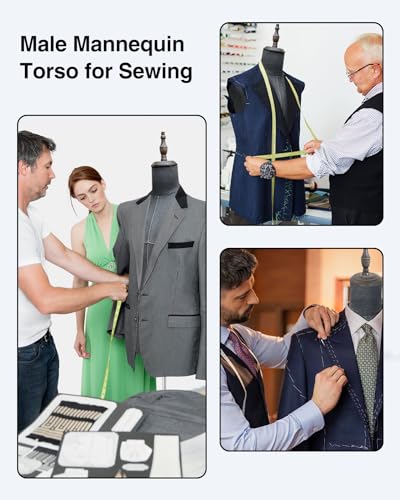 Damytroso MALE MANNEQUIN Troso Body With Wooden Stand, Adjustable Height Clothing Manikin thumb #1
