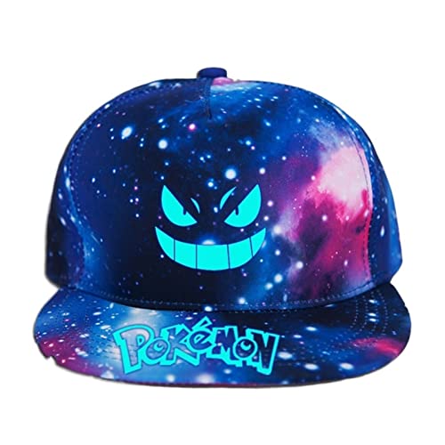DAPERCI Casquettes Unisexe Pokemon Letter Print Black&Galaxy Print Chapeaux Protection Solaire Casquette décontractée for Filles et garçons Chapeaux élégants (Color : 1, Size : 56cm to 60cm)