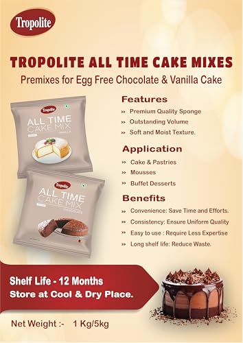 Image of Tropolite All Time Cake Mix - Vanilla | Eggless Mix | Easy To Use | 1000gm
