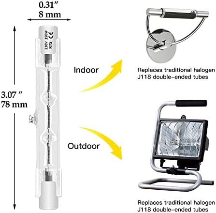 Eande R7s Halogen Bulb 78mm 150W, Dimmable 230V 2880LM 2800K Warm White J78 Security Light Bulb Linear Floodlight Bulbs 6 Pack