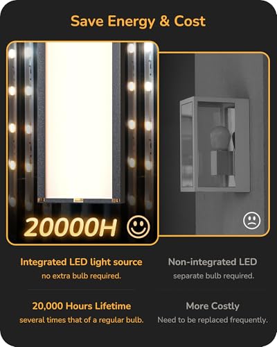 Image of EDISHINE 2 Pack Modern LED Outdoor Wall Lights, 39.3 inch Linear Black Sconce