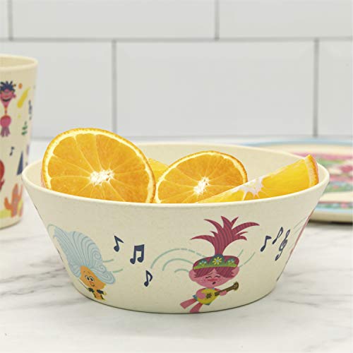 Image of Zak Designs DreamWorks Trolls World Tour Dinnerware Set for Kids Includes 8 inch Plate, 6 inch Bowl, and 10oz Tumbler, Durable and Sustainable Melamine Bamboo Material