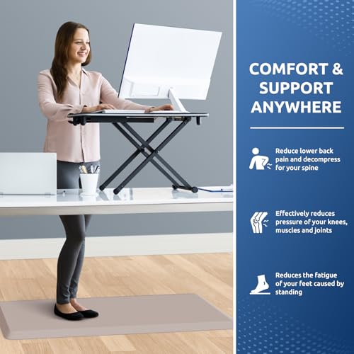 Image of KitchenClouds Kitchen Mat Cushioned Anti Fatigue Kitchen Rug 0.8inch Water Resistant Non Slip Kitchen Rugs and Mats Standing Desk Mat Comfort Floor Mats for Kitchen Sink Office (17.3 inchx39 inch,Khaki)