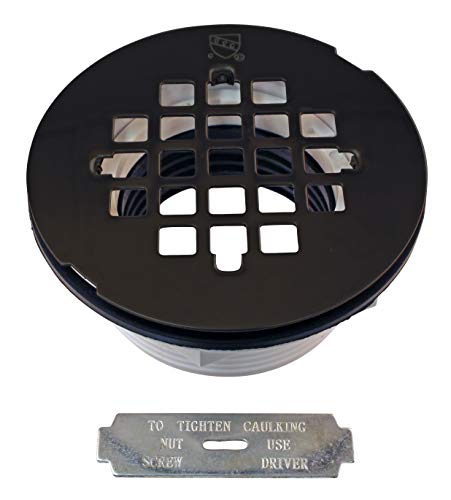 Image of Westbrass A206P-12 2 inch No-Caulk PVC Compression Shower Drain with 4-1 /4 inch Round Grid Cover, Oil Rubbed Bronze