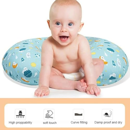 Image of ๐๐ข๐ฆ๐ ๐๐ฅ Nursing Pillow for Breastfeeding Newborn Baby | C-Shape Feeding Pillow with Removable Cotton Cover | Tummy Time, Propping & Sitting Support | Baby Feeding Pillow for Mother (Dog Firozi)