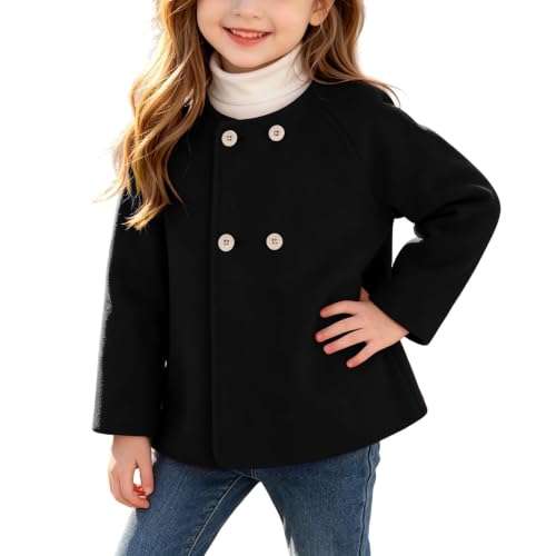 Pbawab Girls Button Trench Coat Winter Peacoat with Pocket
