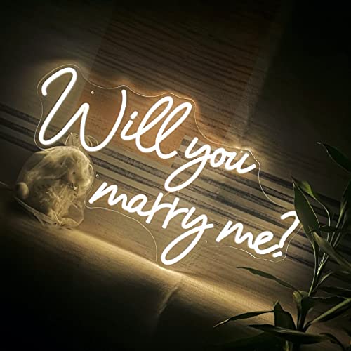 Will You Marry Me Neon Sign with Lights for Proposal Wedding Decorations?25.2 inches Large marry me sign for Engagement?Romantic Neon Sign Wall Art for Wife?Warm White (25 x 15)